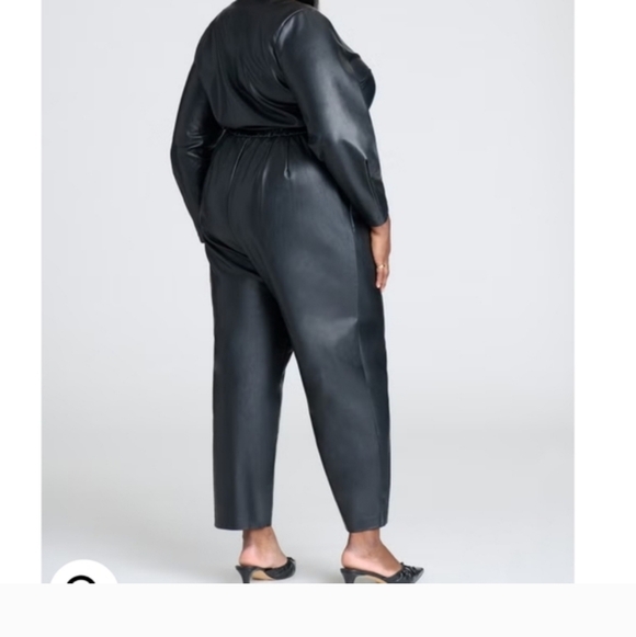 NWOT ELOQUII 18 Faux Leather Jumpsuit With Tie - Picture 2 of 5